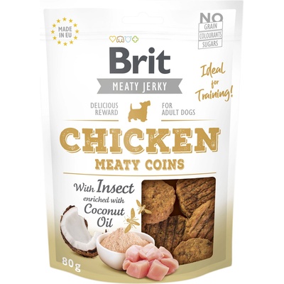 Brit Jerky Snack Пилешки месни монети с насекоми 80г