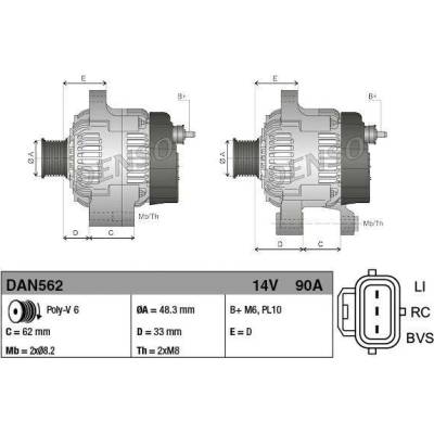 Alternátor DENSO (DE DAN562)