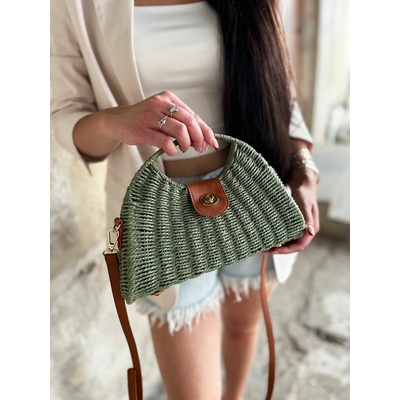 Slamená crossbody kabelka zelená