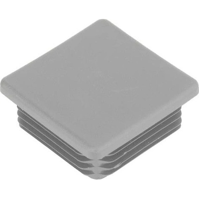 KP Žebrovaná čtvercová plastová zátka - plochá 40x40 mm šedá erodovaná, na hranoly, jekly, sloupky a trubky