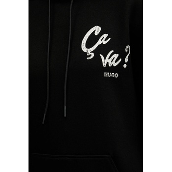 HUGO BOSS Памучен суичър hugo в черно с качулка с принт 50545201 (50545201)