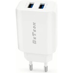 DeTech Мрежово зарядно устройство DeTech DE-58i, 5V/2.4A, 220V, 2 x USB, С кабел Lightning, 1.0m, Бял - 40540