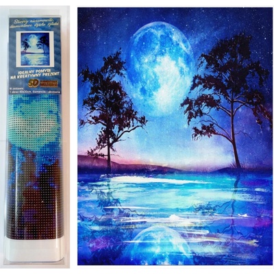 NORIMPEX Diamantové maľovanie Modrý spln 30 x 40 cm