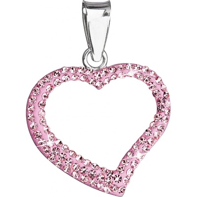 Evolution Group Strieborný prívesok s krištáľmi Swarovski ružové srdce 34093 3