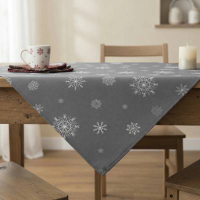 MyBestHome ZET Vánoční ubrus SNOWFLAKE tmavě šedá 85x85 cm