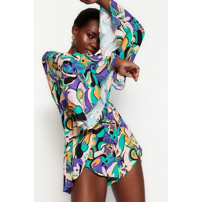 Trendyol Abstract Pattern Woven Stripe Accessorized Blouse