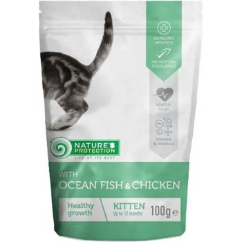 Nature's Protection Nature's Protection CAT Kitten - Ocean Fish & Chicken - пауч с океанска риба и пиле за подрастващи котки, 100 гр