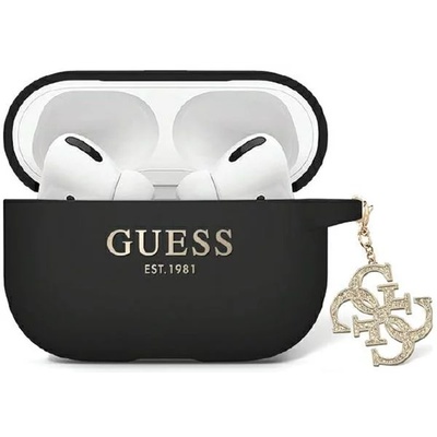 Guess GUAP2LECG4K калъф за AirPods Pro 2 черен Liquid Silicone Glitter Triangle Charm (GUAP2LECG4K)