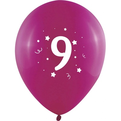 Globos Festival БАЛОНИ 10 БР. 12" - 30 СМ С ПЕЧАТ - ЦИФРА 9