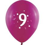 Globos Festival БАЛОНИ 10 БР. 12" - 30 СМ С ПЕЧАТ - ЦИФРА 9
