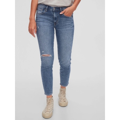 GAP Džínsy distressed skinny mid rise Modrá