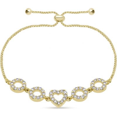 Biju Náramek zirkonové srdíčko s kroužky 2938 2002938