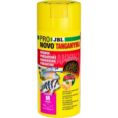 JBL pronovo tanganyika grano m - Основна храна за аквариумни рибки, под формата на гранули с размер М, за хищни цихлиди от езерата Танганайка и Малави с размер 8-20 см - 250 мл