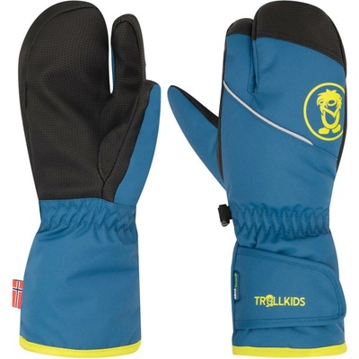 Trollkids dětské tříprsté rukavice Nordic blue / glow green