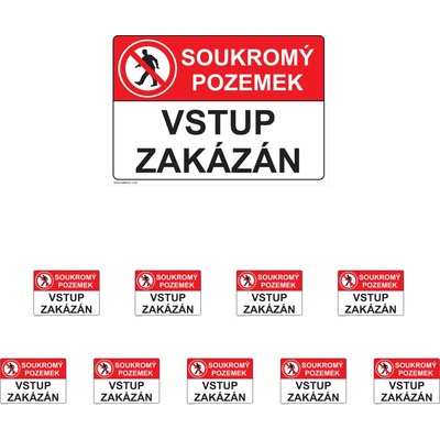 Walteco Súkromný pozemok, vstup zakázaný 297x210mm, formát A4, plastová tabuľka Množstvo: 10 ks , 20043BP2