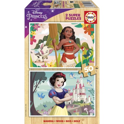 Educa - Puzzle 2x50 Vaiana and Snow White - 40 - 99 piese