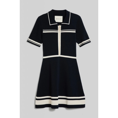 Gant Polo Half Zip Knit Dress modrá