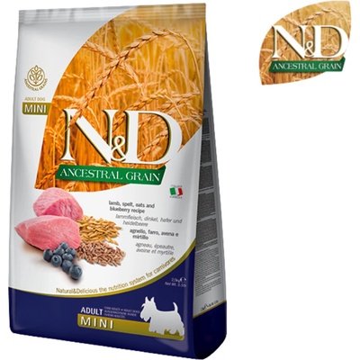 N&D Ancestral Grain Dog Adult Mini Lamb & Blueberry 7 kg