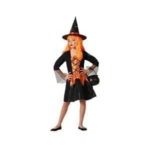 BigBuy Carnival Маскировъчен костюм за деца Оранжев Вещица Halloween Размер 10-12 години
