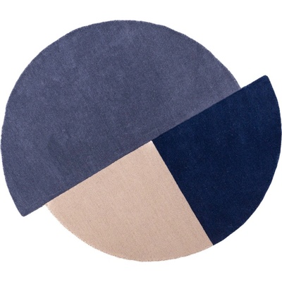 Flair Rugs Син ръчно изработен вълнен кръгъл килим ø 150 cm Mia Segment - Flair Rugs (503119380182)