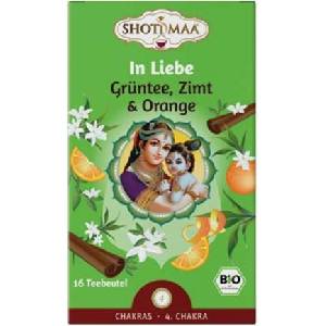 Shoti Maa Био чай In Liebe - зелен чай, канела и портокал - 16 пакетчета чай