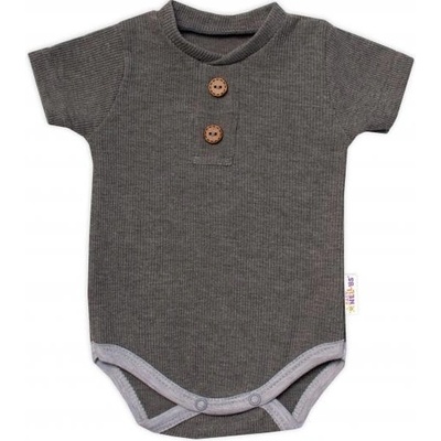 Baby Nellys Dojčenské rebrované body s gombíkmi kr. rukáv Boy sivé