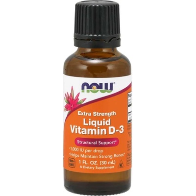 NOW NOW Течен vitamin D3 Extra силен, 1000 IU в 1 капка, около 1071 дози, 30 мл