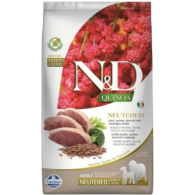 N&D Quinoa Dog adult velké a střední Neutered Grain Free Duck & Broccoli & Asparagus 2,5 kg