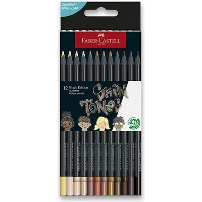 Pastelky Black Edition Faber-Castell Pleťové odstíny 12 ks - papírová krabička
