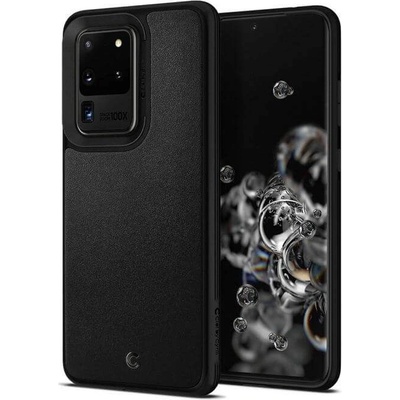 Spigen Ciel Leather Brick Case - дизайнерски кожен кейс за Samsung Galaxy S20 Ultra (черен)