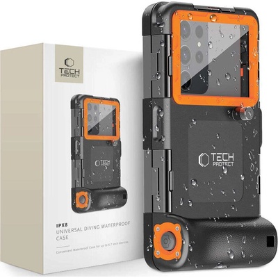 Tech-Protect Univerzální voděodolné pouzdro IPX8 Diving Waterproof Case Orange – Zboží Živě