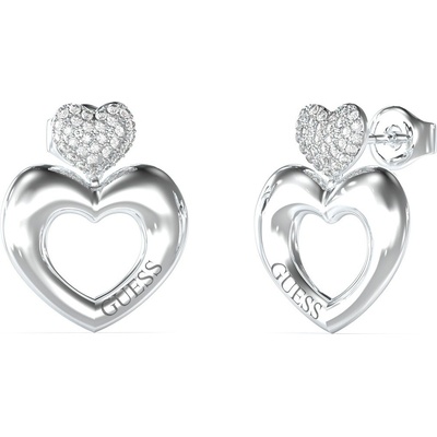 Guess Ocelové srdíčkové náušnice Crazy In Love JUBE05209JWRHT/U