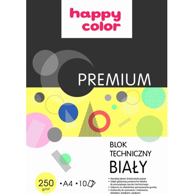 HAPPY COLOR TECHNICKÝ BLOK A4 10 HÁRKOV BIELY PREMIUM 250g
