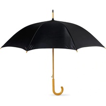 Automaticky dáždnik s drevenou rúčkou černý