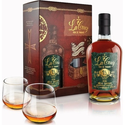 Ron La Cruz 15y 40% 0,7 l (dárkové balení 2 sklenice)