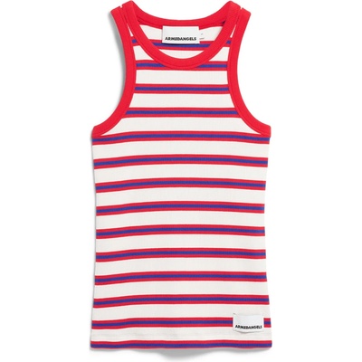 Armedangels Дамски топ ARMEDANGELS Women's Kanitaa Stripes Top - Light Oatmilk / Mars Red / Dynamo Blue - размер XL (916-4509-0715)