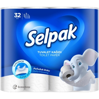Selpak Тоалетна хартия бяла, без аромат Selpak 3пл. 32бр (653463-ss)