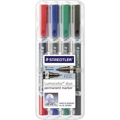 Staedtler Lumocolor duo 348 WP4 červená modrá zelená čierna