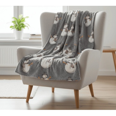 Textilomanie Svietiaca vianočná mikroplyšová deka SNOW BUDDY sivá 150x200