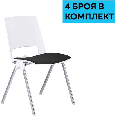 RFG Посетителски стол RFG Sweet Chrome White, дамаска и полипропилен, до 120 kg (4010100489)