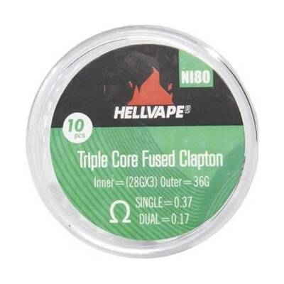 Hellvape Předmotané spirálky DL Triple core Fused Clapton NI80 0,37ohm 10ks