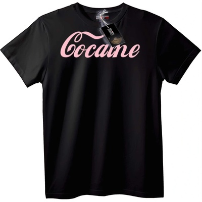 NOONEBRAND Тениска Кокаин с Курсивен Надпис - 2XL, Black