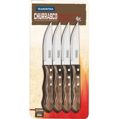 TRAMONTINA 4 JUMBO Wood CHURRASCO Steakové Nože