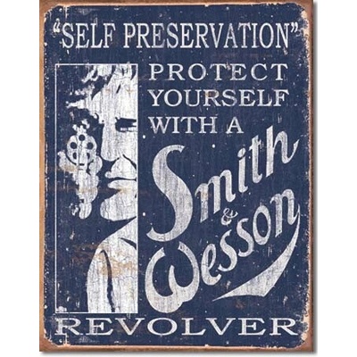 Desperate Enterprises, Inc S&W - Self Preservation - plechová retro cedule 40x32 cm 1515