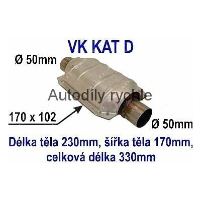OEM VK KAT D katalyzátor benzín EURO 3 do 1400 ccm - 90 PS, ker. vložka, vněj. průměr 52 mm (plochý) (VKKATD)