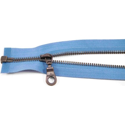 Deliteľný kovový starokovový zips č.5 viac farieb - dĺžka (30 - 100 cm) 75 cm šedo - modrá