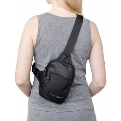 Mini taška přes rameno Wozinsky WMS-W1, voděodolná, dvoukomorová na telefon, unisex – černá
