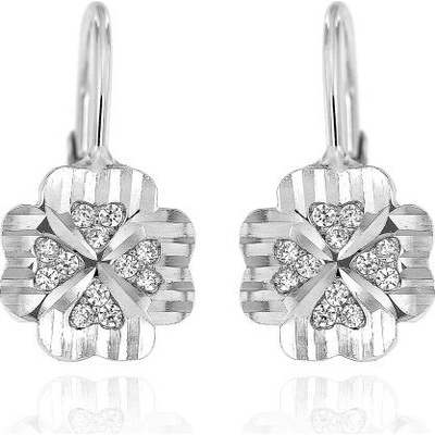 Zlatnictví U Kostela dámské náušnice bílé čtyřlístky 4506