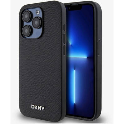 DKNY Заден капак от полиуретанова кожа Silver Metal Logo Magsafe за iPhone 15 Pro Black DKNY DKNY | Cheren | МЪЖЕ | UNI