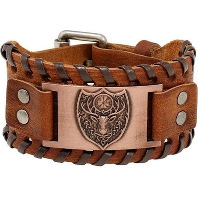 Lodestar Vintage široký viking náramek Erb jelení hlava Hnědý 220505093734s2